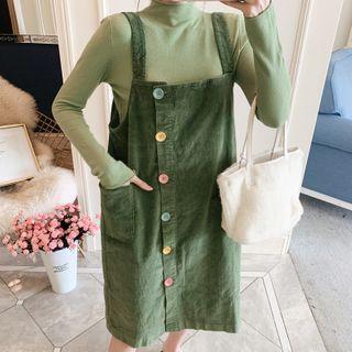 Button Midi A-line Jumper Dress