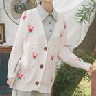 Patterned Cardigan Off-white - One Size