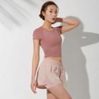 Set: Short-sleeve Sports T-shirt + Mock Two Piece Shorts