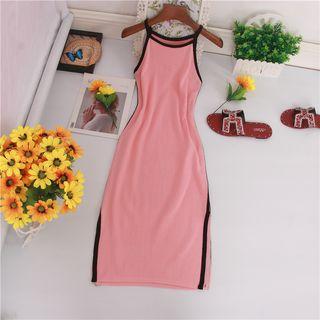 Contrast Trim Spaghetti Strap Sheath Knit Dress