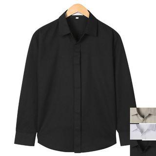 Hidden-button Cotton Dress Shirt