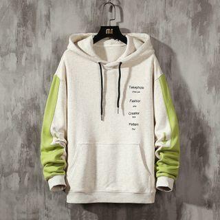 Lettering Print Two-tone Hoodie