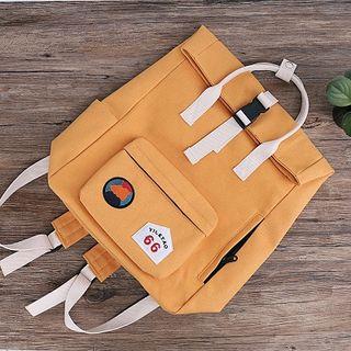 Patch Embroidered Canvas Backpack
