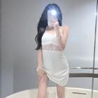Choker-neck Lace Panel Bodycon Dress