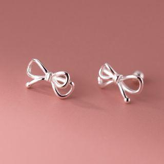 Bow Sterling Silver Earring 1 Pair - S925silver - Silver - One Size