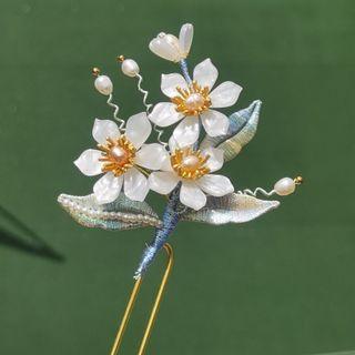Flower Freshwater Pearl Hair Stick White - One Size