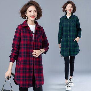 Plaid Shirt Medium Maxi Jacket