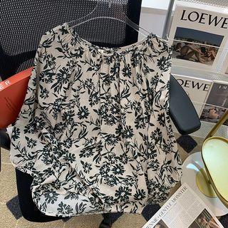 Flower Print Loose Fit Blouse