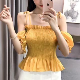 Off Shoulder Elbow Sleeve Blouse