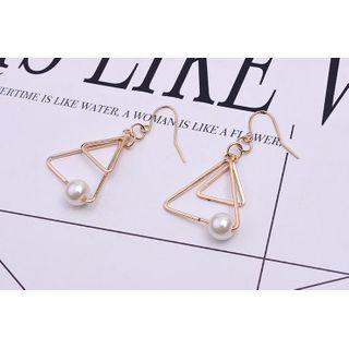 Bead / Faux Pearl Alloy Triangle Dangle Earring