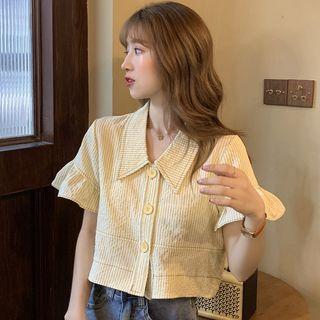 Short-sleeve Striped Crop Shirt