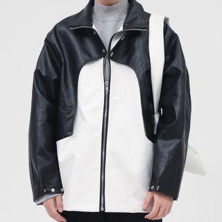 Mock Two-piece Contrast Panel Jacket
