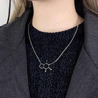 Stainless Steel Geometric Pendant Necklace Silver - One Size