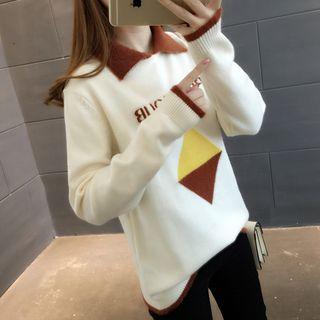 Collared Printed Sweater