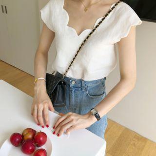 Scallop Sleeveless Top White - One Size