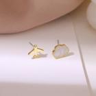 Asymmetrical Airplane + Cloud Stud Earring As Shown In Figure - One Size