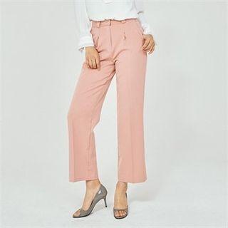 Pintuck-front Wide-leg Dress Pants