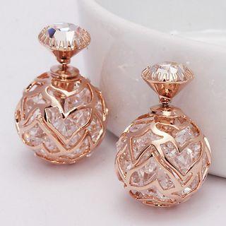 Rhinestone Hollow Ball Through & Through Earrings