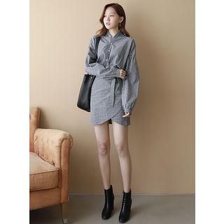 Plaid Wrap-front Mini Shirtdress