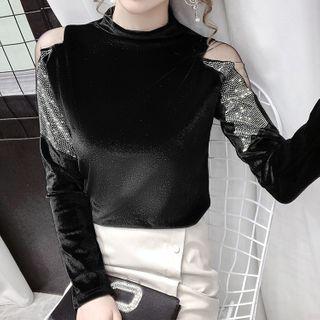 Rhinestone Velvet Blouse