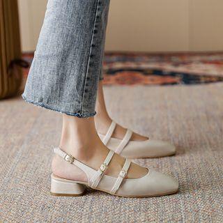 Plain Block Heel Mary Jane Sandals