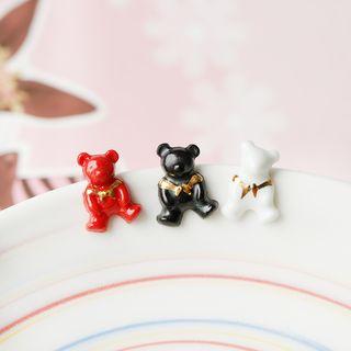 2 Ways: Ceramic Bear Single Ear Stud / 925 Silver Threader Earring (1pc)