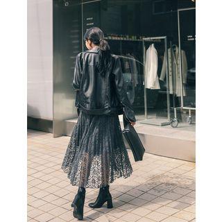 Accordion-pleats Lace Skirt