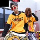 Plus Size Couple Matching Two Tone Letter Printed Hoodie