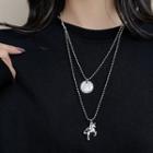 Alloy Bear & Unicorn Pendant Layered Necklace 01 - Silver - One Size