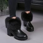 Faux-fur Chunky-heel Ankle Boots