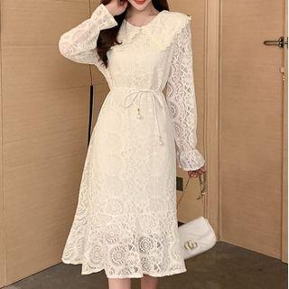 Long-sleeve Lace Peter-pan Collar Dress