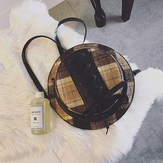 Faux-leather Plaid Hat Backpack