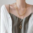 Loop Pendant Alloy Layered Necklace Gold - One Size