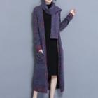 Open Front Long Cardigan Blue - One Size