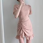 Ruffle Hem Short-sleeve Mini A-line Dress