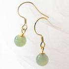 Gemstone Bead Sterling Silver Dangle Earring 1 Pair - S925 Silver - Green & Gold - One Size