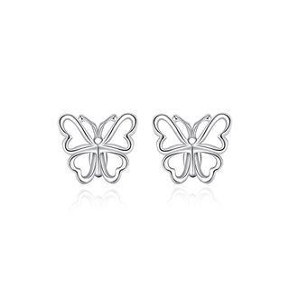 Simple Hollow Butterfly Stud Earrings Silver - One Size