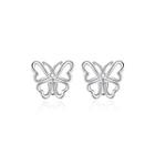 Simple Hollow Butterfly Stud Earrings Silver - One Size