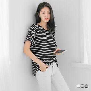 Striped V-cut Back Boxy Top