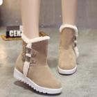 Faux-suede Buckled Ankle Snow Boots