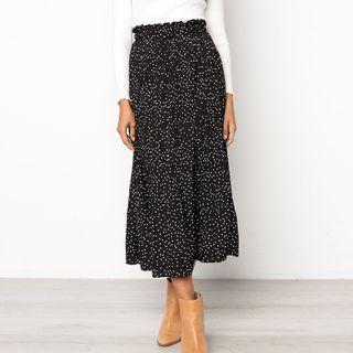 Dot-print Midi A-line Skirt