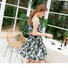 Flower Chiffon Spaghetti Strap Dress