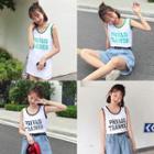 Wide Simple Lettering Tank Top Sleeveless