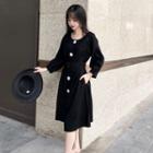 Long-sleeve Buttoned Dress With Belt