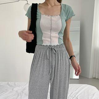 Lettuce-edge Two-tone Top