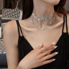 Rhinestone Layered Choker Necklace White - One Size