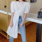Short-sleeve Side-slit Long T-shirt