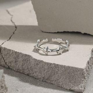 925 Sterling Silver Star Open Ring Adjustable - Silver - 13