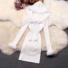 Faux Fur Trim Hooded Dress