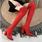 Faux Suede Chunky Heel Over-the-knee Boots